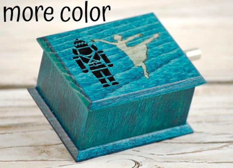 Gift for ballerina Nutcracker Щелкунчик christmas ballet hand-powered music box turquoise image 1