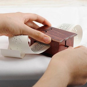 Owl decor custom music box own individual optional music hand-powered paper strip structure image 3