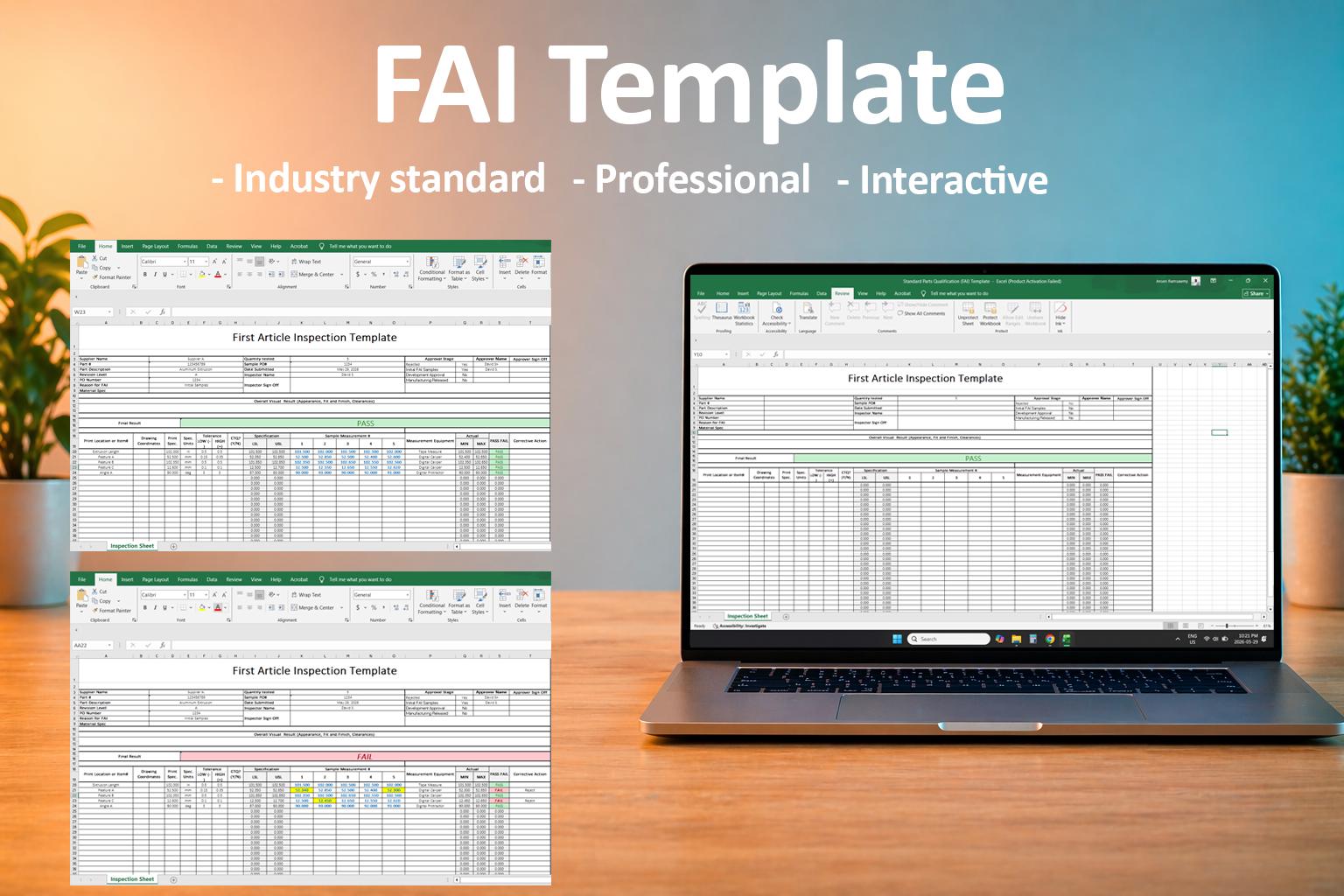 First Article Inspection (FAI) Excel Template | Interactive ...