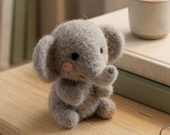 Needle Felting Kit for Beginners Cute Elephant DIY Craft Set Stress Relief Hobby Gift for Her