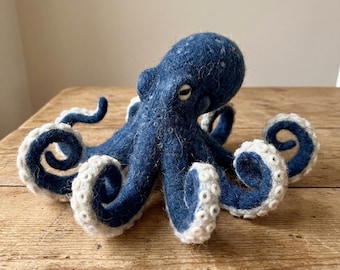 Octopus Needle Felting Kit for Beginners | Wool Supplies+Step Guide, DIY Craft, Stress Relief Hobby, Gift for Crafters, Birthday Gift