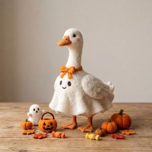 Kit de fieltro de aguja de ganso fantasma / Lana cardada + herramientas, manualidad de Halloween, pasatiempo para aliviar el estrés, regalo para artesanos, regalo navideño