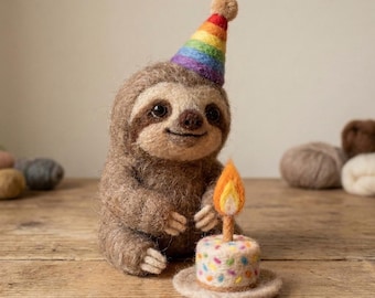Sloth Needle Felting Kit for Beginners | Wool Roving+Step Guide, DIY Craft, Stress Relief Hobby, Gift for Crafters, Birthday Gift