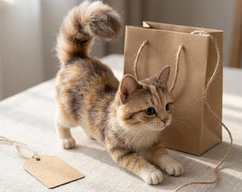 Realistic Cat Needle Felting Kit DIY Craft Set for Adults Animal Lover Gift Stress Relief Creative Hobby