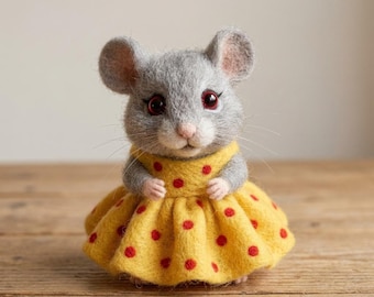 Cute Mouse Needle Felting Kit for Beginners | Wool Supplies+Step Guide, DIY Craft, Stress Relief Hobby, Gift for Crafters, Birthday Present