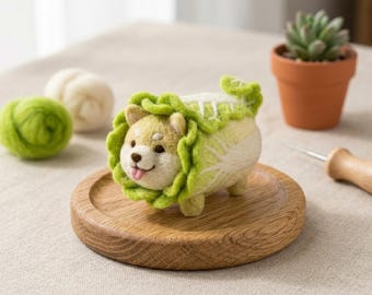 Naaldviltenset voor beginners Schattige Shiba Inu-koolhond DIY-knutselset Stressverlichting cadeau voor haar Handgemaakte wollen kit