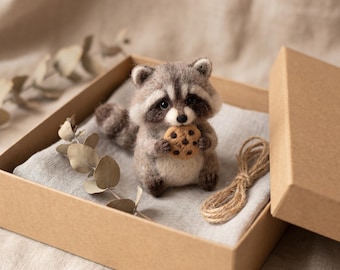 Cute Raccoon DIY Craft Set Stress Relief Hobby Gift Needle Felting Kit for Beginners