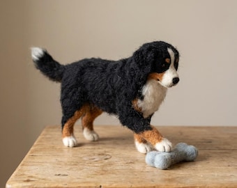 Bernese Mountain Dog Needle Felting Kit  | Wool Supplies+Step Guide, DIY Craft, Stress Relief Hobby, Gift for Crafters, Dog Lover Gift