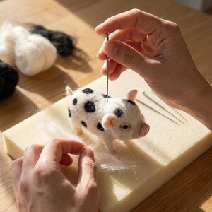 Pig DIY Craft Set Stress Relief Hobby Gift Needle Felting Kit for Beginners image 4