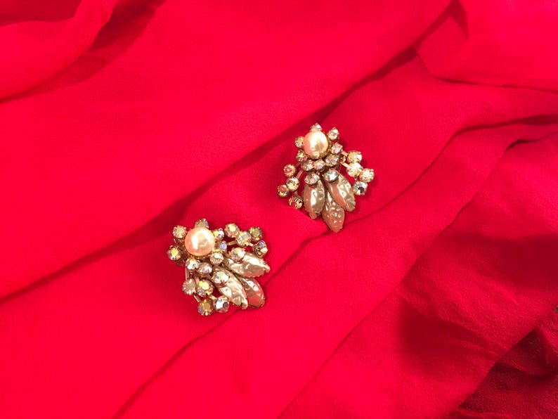 Vintage earrings Hollywood Glam, Madmen 1950s Clip on Earrings image 3