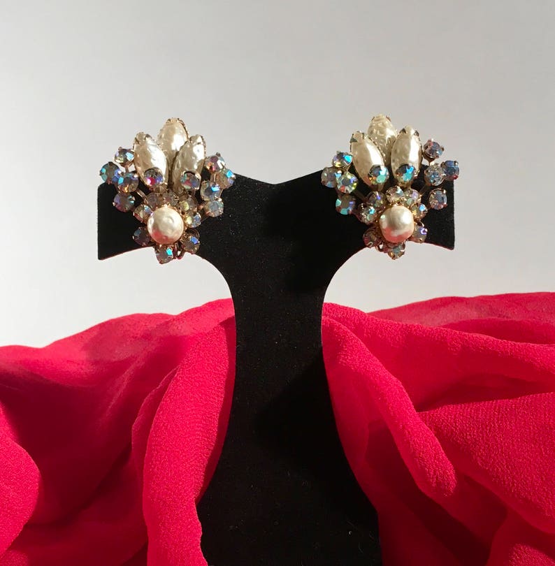 Vintage earrings Hollywood Glam, Madmen 1950s Clip on Earrings image 5