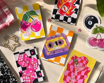 Original ACEO Art | Retro Mini Painting (2.5 x 3.5 inches)
