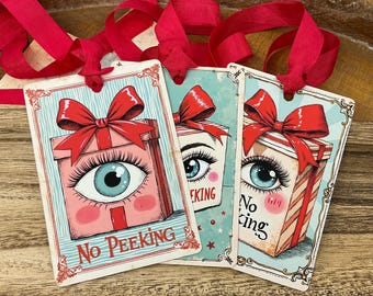 No Peeking Gift Tags - Funny Quirky Gift Tags, Birthday Christmas Gift Wrap, Unique Tags for Presents