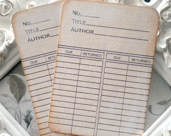 Vintage Library Cards (6) Journal Cards-Antique Library Card-Note Card-Book Birthday Party-Book Wedding-Library Birthday-Library Baby Shower