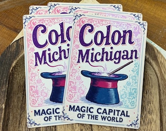 Colon MICHIGAN Gift Tag - Magic Capital of the World, Magician Note Card, Road Trip Souvenir, Travel Junk Journal