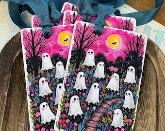 Garden Ghosts Gift Tags - Spooky Cute Boo Basket Tag, Whimsical Halloween Party Favor, Classroom Goody Bag Treats
