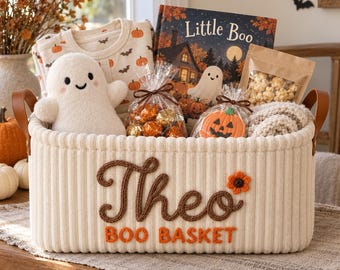 Personalized Halloween Boo Basket for Kids, Custom Name Trick or Treat Basket, Halloween Gift Basket, Kids Spooky Season Storage