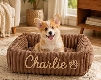Personalized Dog Bed with Name, Custom Soft Pet Bed for Dogs and Cats