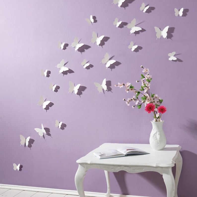 3D Butterfly Wall Stickers White 15PC Butterfly Decorations  Etsy