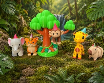 4 partydjur + ett djungelträd!