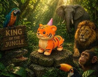 Figuritas de animales de fiesta con gorro de fiesta