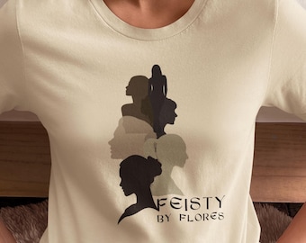 Feisty By Flores T-Shirt | Feminine Silhouette Floral Art Tee