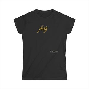 Feisty script tee, T-Shirt | gold script text on black image 3