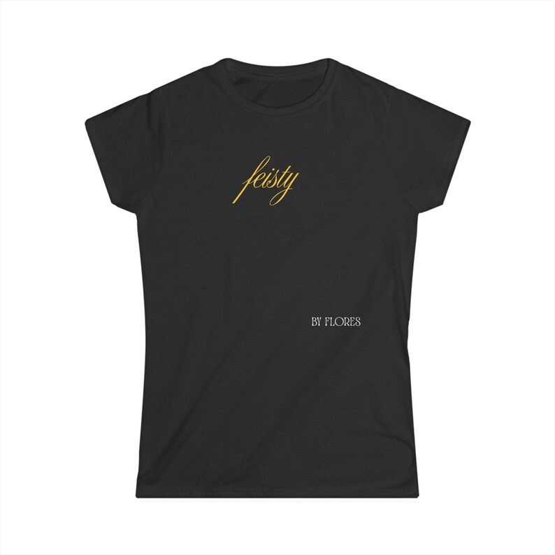 Feisty script tee, T-Shirt | gold script text on black image 3