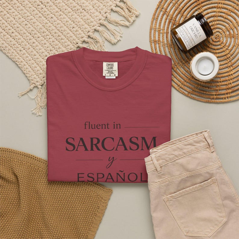 Koszulka Fluent in Sarcasm y Español | Koszulka z dwujęzycznym cytatem i sarkastycznym napisem zdjęcie 3