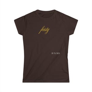Feisty script tee, T-Shirt | gold script text on black image 5