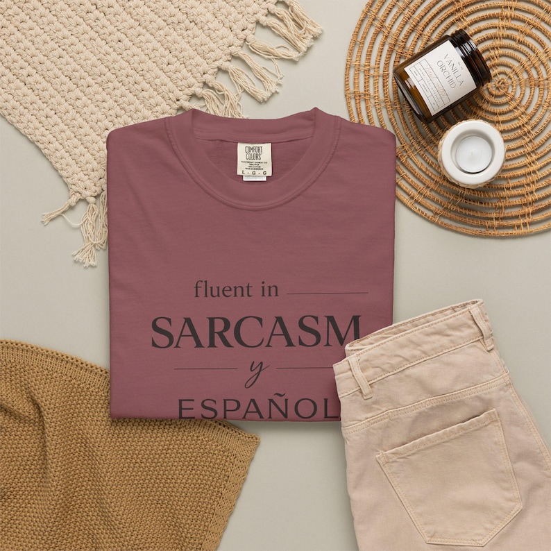 Koszulka Fluent in Sarcasm y Español | Koszulka z dwujęzycznym cytatem i sarkastycznym napisem zdjęcie 4