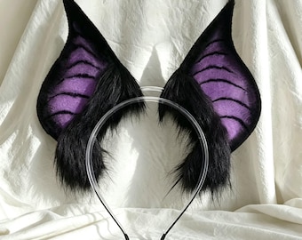 Custom Faux Fur Bat Ears Headband, Gothic Cosplay Accessory, Choose Colors