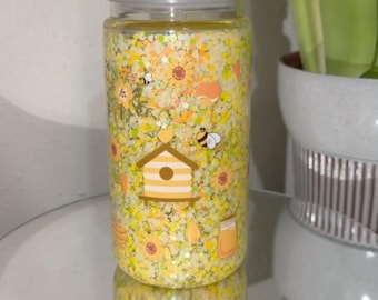 16 oz Snowglobe Glitter Cup | Plastic or Glass Glitter Tumbler | Custom Cold Cup | Sparkly Iced Coffee Cup | Cute Gift Cup