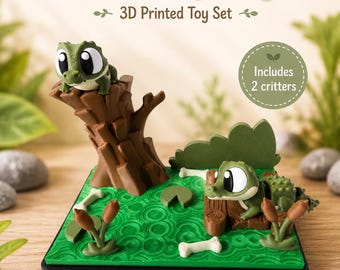 Cute Swamp Playset | 3D Printed Critter Diorama | Mini Alligator Toy Set | Swamp Animal Play Scene | Handmade 3D Printed Gift