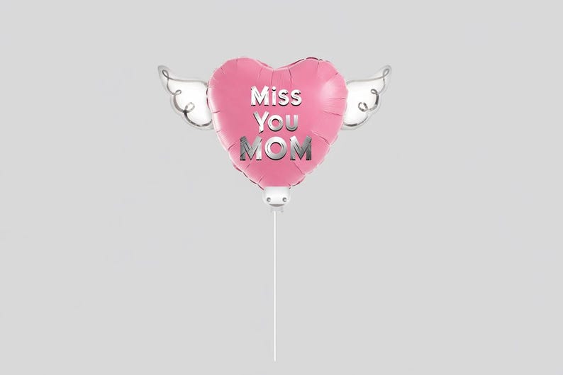 Happy Heavenly Mother's Day Memorial Balloon Bundle — Miss You Mom 6-Piece Angel Wing Tribute Set | Graveside & Indoor Memorial Gift 画像 4