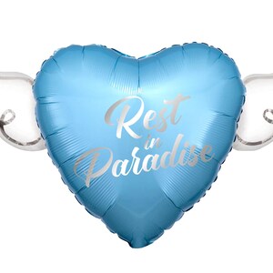 Rest In Paradise 17" Memorial Balloon – 17" Heart with Angel Wings - 2 Balloons Included Blue