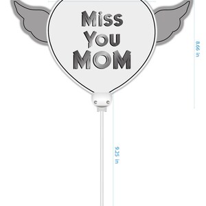 Happy Heavenly Mother's Day Memorial Balloon Bundle — Miss You Mom 6-Piece Angel Wing Tribute Set | Graveside & Indoor Memorial Gift 画像 5