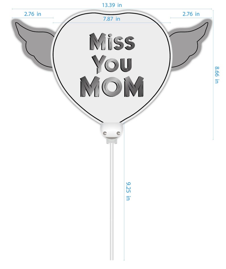 Happy Heavenly Mother's Day Memorial Balloon Bundle — Miss You Mom 6-Piece Angel Wing Tribute Set | Graveside & Indoor Memorial Gift 画像 5
