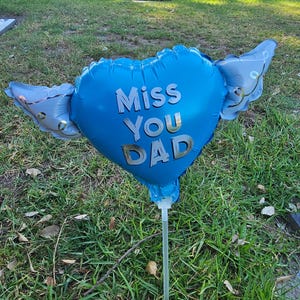 Happy Heavenly Father's Day Memorial Balloon Bundle — Miss You Dad 6-Piece Angel Wing Tribute Set | Graveside & Indoor Memorial Gift image 2