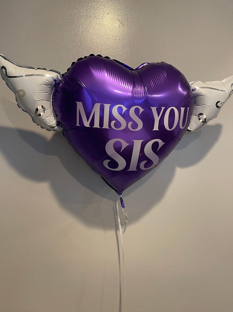 Miss You Sis 17" Memorial Balloon with Angel Wings – Graveside Tribute for Sister - 2 Balloons Included image 8