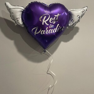 Rest In Paradise 17" Memorial Balloon – 17" Heart with Angel Wings - 2 Balloons Included image 8