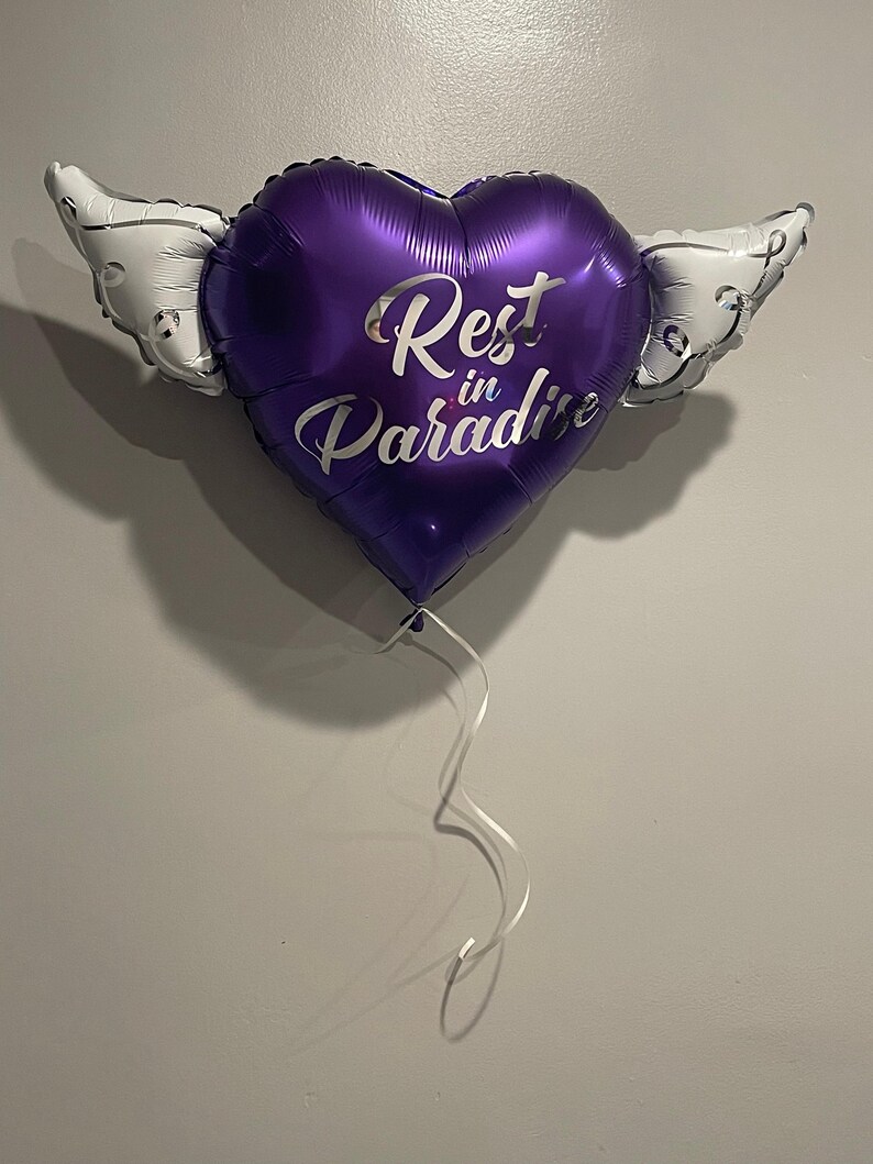 Rest In Paradise 17" Memorial Balloon – 17" Heart with Angel Wings - 2 Balloons Included image 8