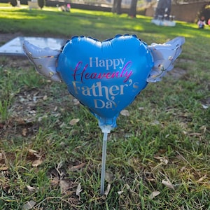 Happy Heavenly Father's Day Memorial Balloon Bundle — Miss You Dad 6-Piece Angel Wing Tribute Set | Graveside & Indoor Memorial Gift image 6