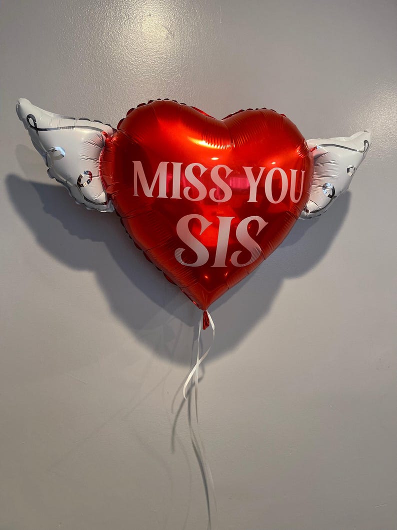 Miss You Sis 17" Memorial Balloon with Angel Wings – Graveside Tribute for Sister - 2 Balloons Included image 7