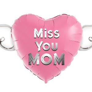 Globo conmemorativo "Te extraño mamá" de 43 cm (17") – Corazón con alas de ángel – 2 globos incluidos Pink