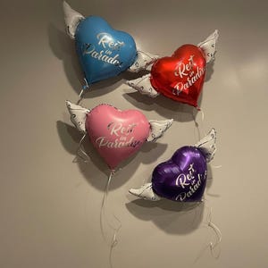 Rest In Paradise 17" Memorial Balloon – 17" Heart with Angel Wings - 2 Balloons Included image 10