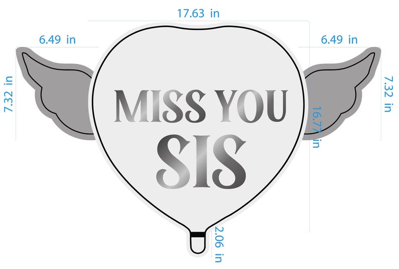Miss You Sis 17" Memorial Balloon with Angel Wings – Graveside Tribute for Sister - 2 Balloons Included image 5