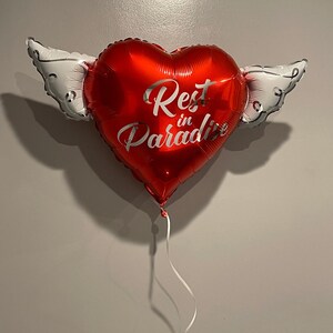 Rest In Paradise 17" Memorial Balloon – 17" Heart with Angel Wings - 2 Balloons Included image 7