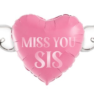 Miss You Sis 17" Memorial Balloon with Angel Wings – Graveside Tribute for Sister - 2 Balloons Included Pink