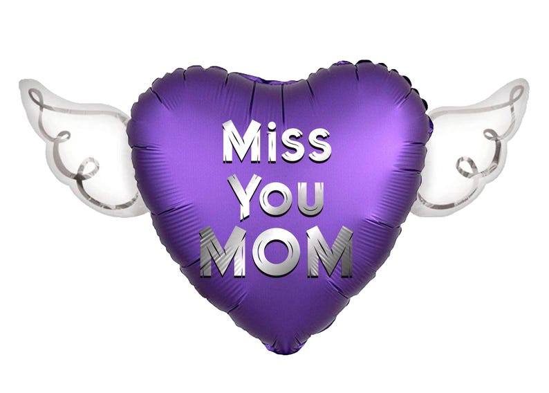 Happy Heavenly Mother's Day Memorial Balloon Bundle — Miss You Mom 6-Piece Angel Wing Tribute Set | Graveside & Indoor Memorial Gift 画像 3